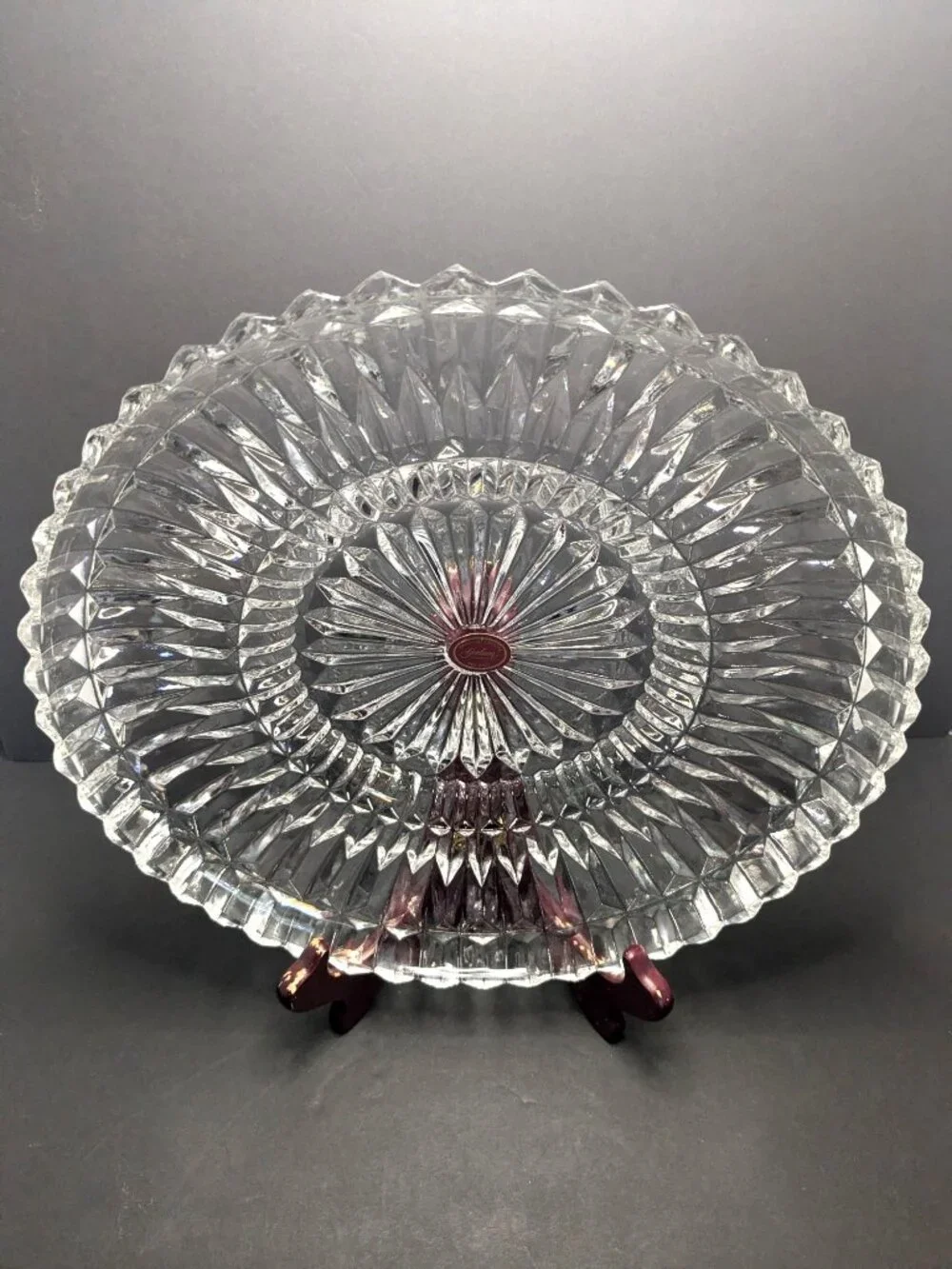 Vintage Gorham Althea Hand-Cut Crystal Glass Platter Made In Poland 11